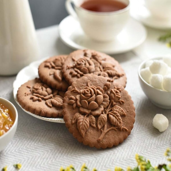 Keksileima Rose Cookie Mold Biscuit Press Stamp
