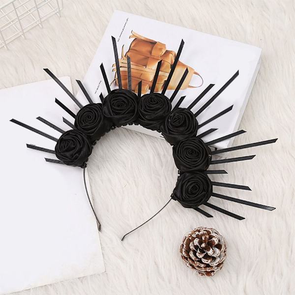 Red Roses Tiara Pannband Party Cosplay Tillbehör SVART Black
