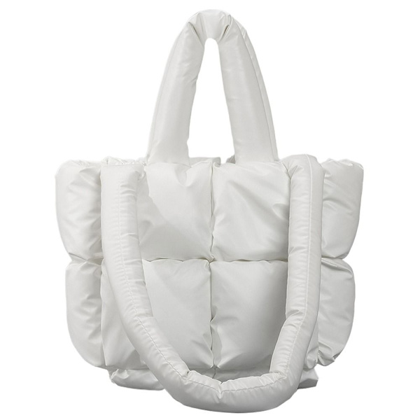 Vadderad tygväska Puffer Quiltad axelväska VIT White