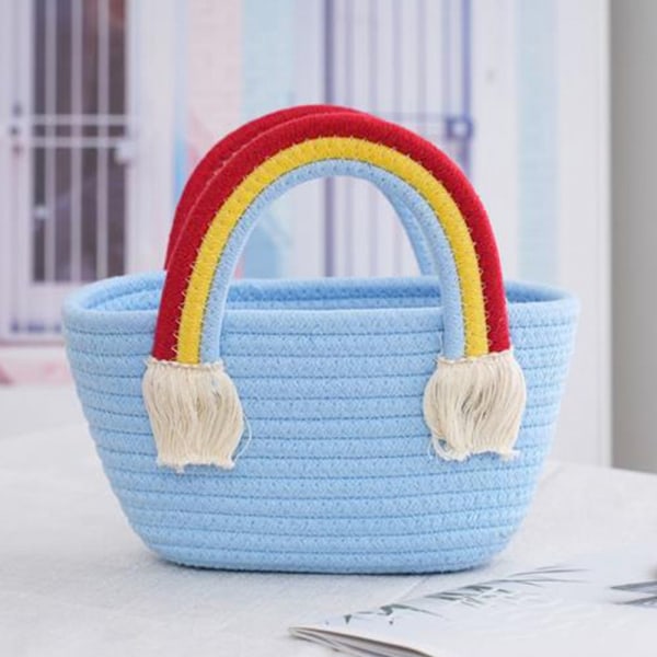 Cotton Rope Woven Bag Handväskor BLÅ blue