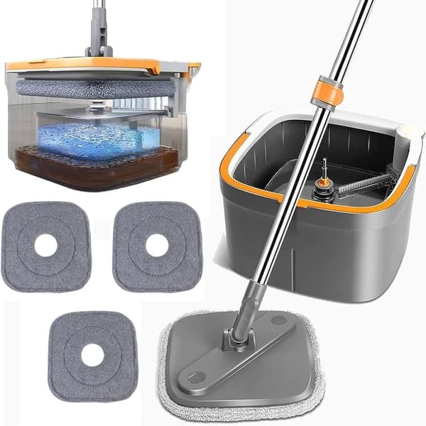 Square Spin Mop Håndfri Lazy Squeeze Mop Spin Mop Set