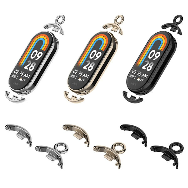 1 pari watch liitin Rannekkeen hihnasovitin MUSTA Black Connector&Chain-Connector&Chain