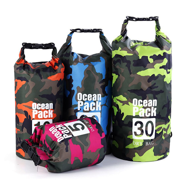 Vattentät torrväska strandbadväskor River Ocean ryggsäck Green 2L