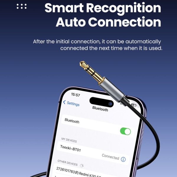 Langaton Bluetooth sovitin Autokaiutin HARMAA Grey