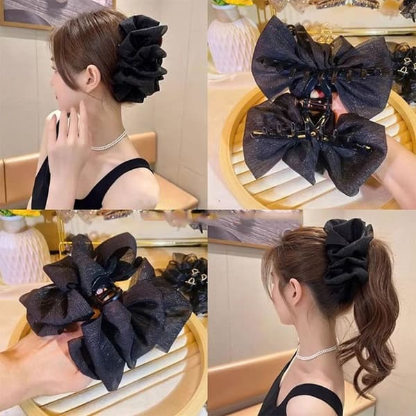 Mesh Bow Bubble Clip -hiusklipsit MUSTA Black