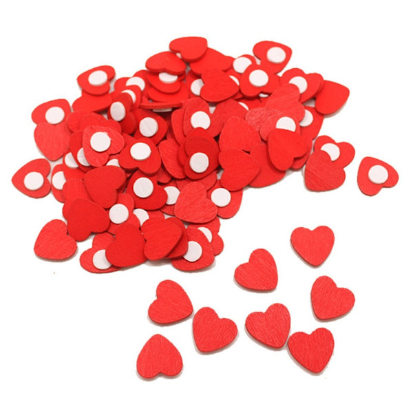 Dekorative træspåner Lille hjerte af træ Rød kærlighed 100Pcs