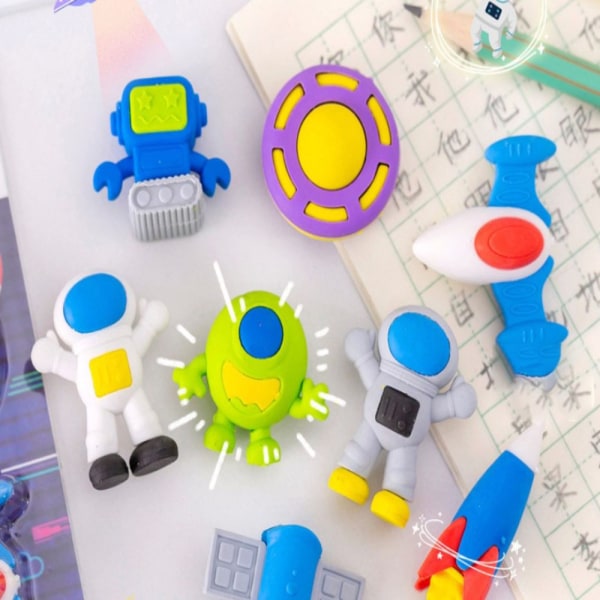 2 STK Astronaut Sjove Viskelæder Sød Gummi Børneskole 2 Box random