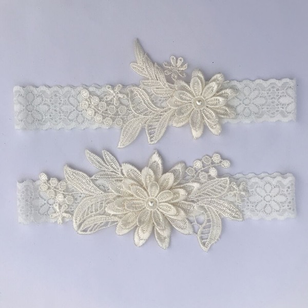 2 STK Blonder Blomster Perle strømpebånd Stretch strømpebånd LYSROSA light pink