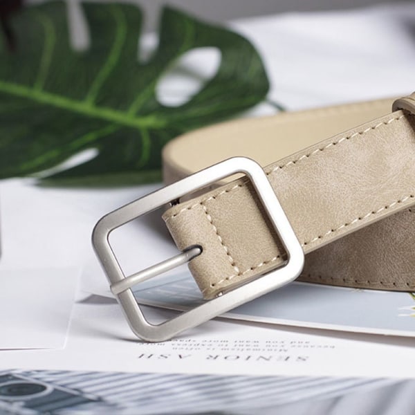 Skinnbelte firkantet pinnespenne midjebånd KHAKI khaki