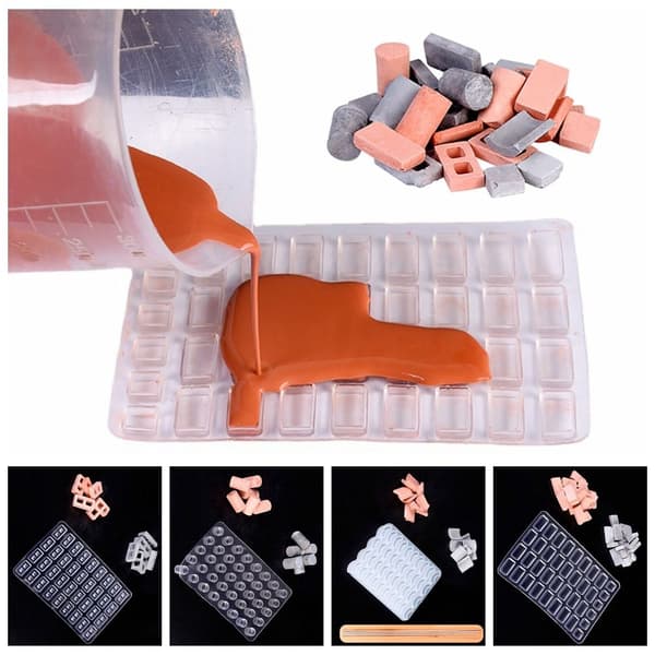Mini murstein silikonform flisemodellform 3 3