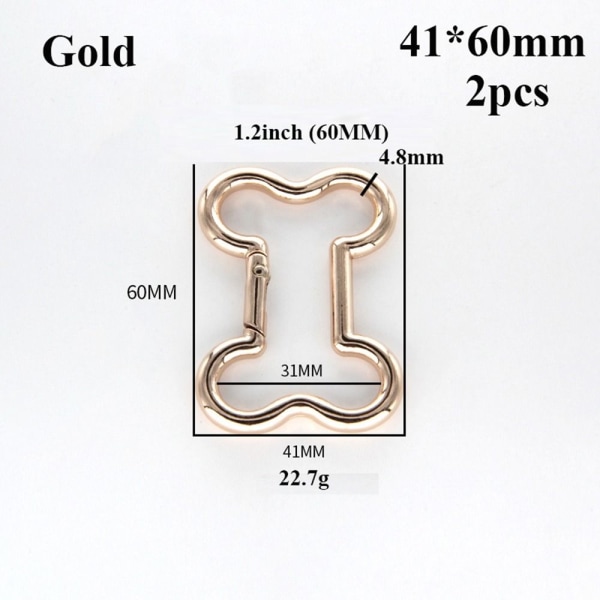 2kpl Jousirengas Soljet Karabiini Kukkarot Käsilaukut GOLD 41X60MM Gold 41x60mm