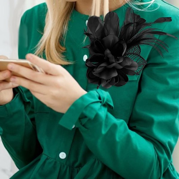 Fjäder Brosch Blom Broohes Pin GRÖN Green