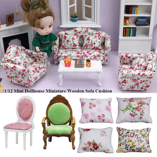 1/4 st Träbord Dollhouse Soffkudde 2 2 2