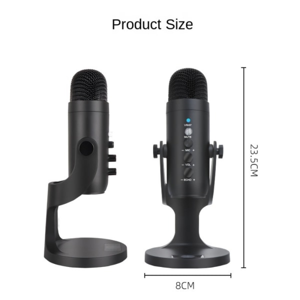USB kondensatormikrofon Dynamisk mikrofon SORT black