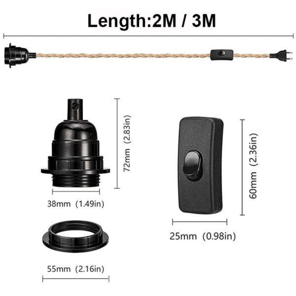 Lampesokkeltau E27 lampeholder 3MSTYLE 1 STIL 1 3Mstyle 1