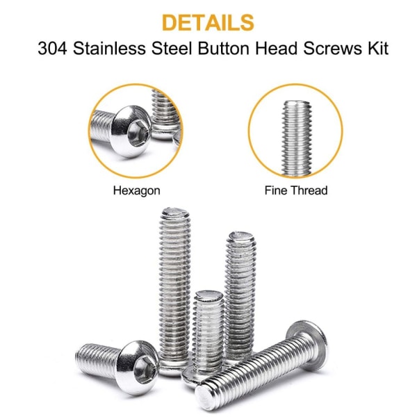 395PCS Metriska Skruvar Kit Button Head Insexhylsa Cap
