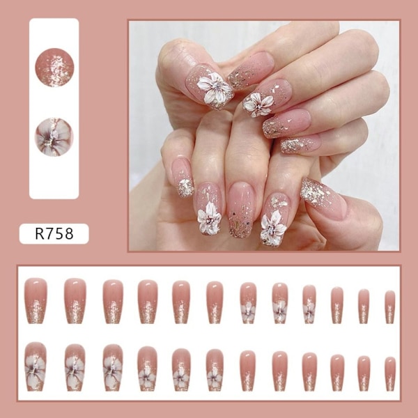 24 stk Fake Nails Long French R758 R758 R758