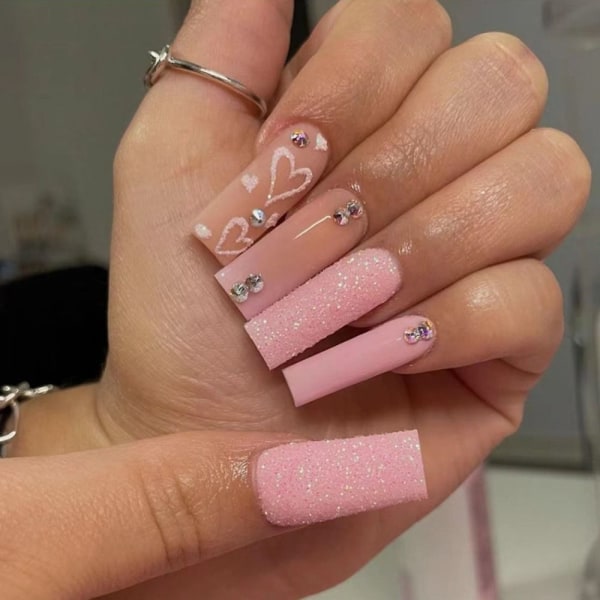 24st Fake Nails Long French Ballerina