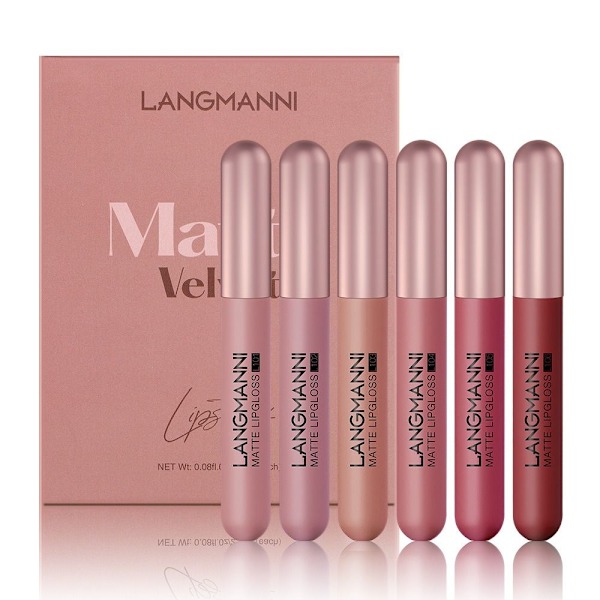 6 Farver Læbestift Mat Flydende Læbestift Makeup Langvarig Vandfast