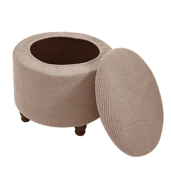 2 kpl Pyöreä ottomaanien cover Säilytys ottomaanien Slipcover KHAKI Khaki