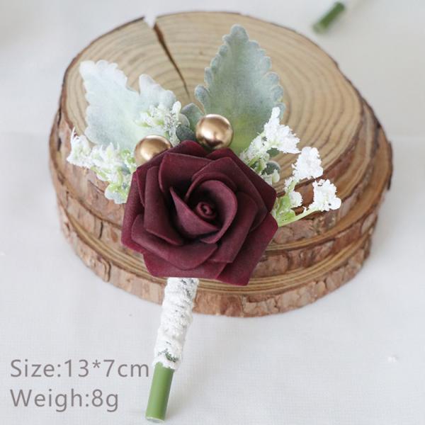 Corsage Artificial Wrist Flower WINE RED WINE RED Wine Red