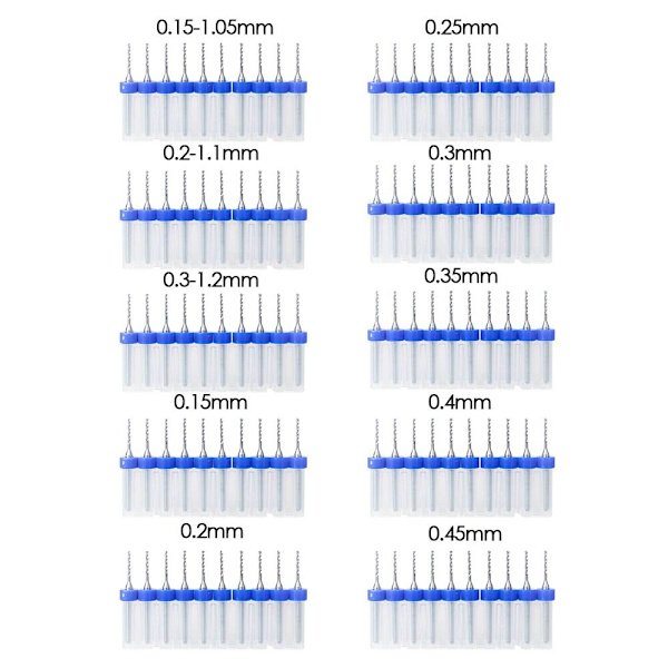 10 kpl kiinteää volframikarbidiporanterää 0,2 mm 0.2mm