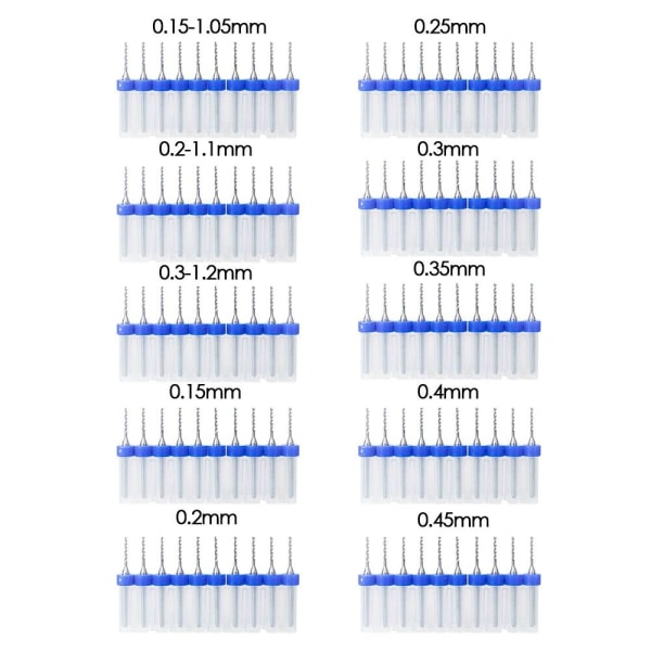 10 kpl kovametalliporanteriä 0,15-1,05 mm 0.15-1.05mm