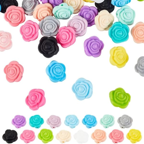Silikonpärlor Set Blomgummipärlor Lösa pärlor Bulk