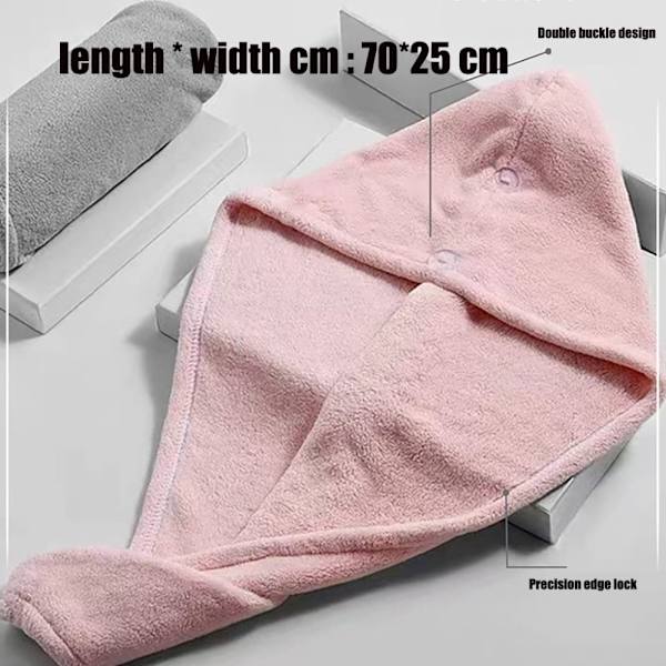 Mikrofiber Hårhåndklæde Wrap Tør Hår Hætte GRÅ GREY