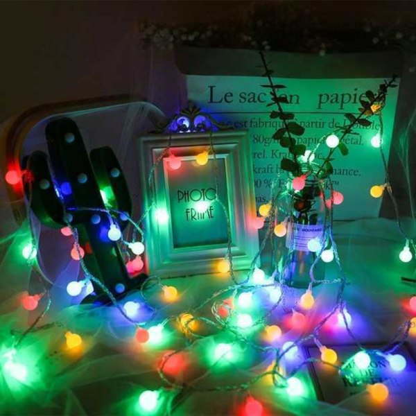 LED Ball Garland Lights Fairy String Lampa VIT white