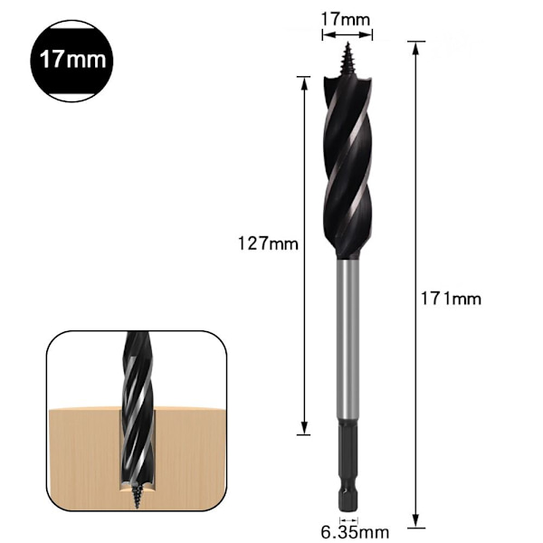 Twist Drill Bits Auger Borr 17MM 17mm