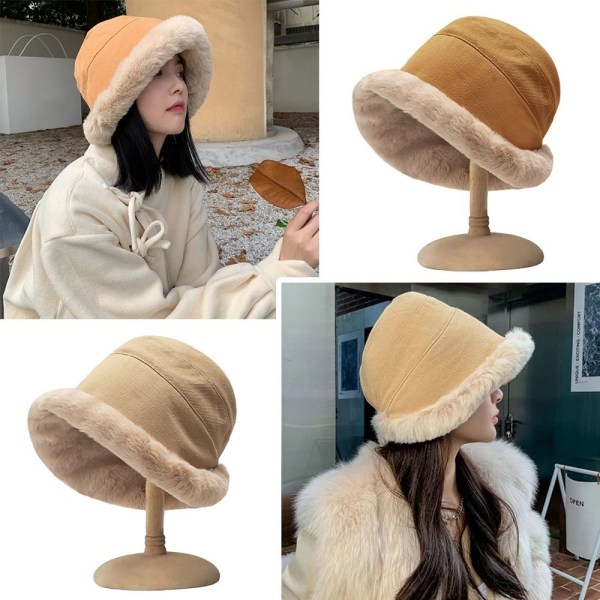 Naisten Talvi Bucket Hat Tekoturkista Lämmin Kalastaja Cap