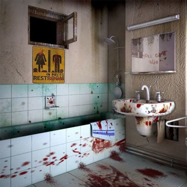 Toiletskiltklistermærker Halloween Bloody Sticker Washroom