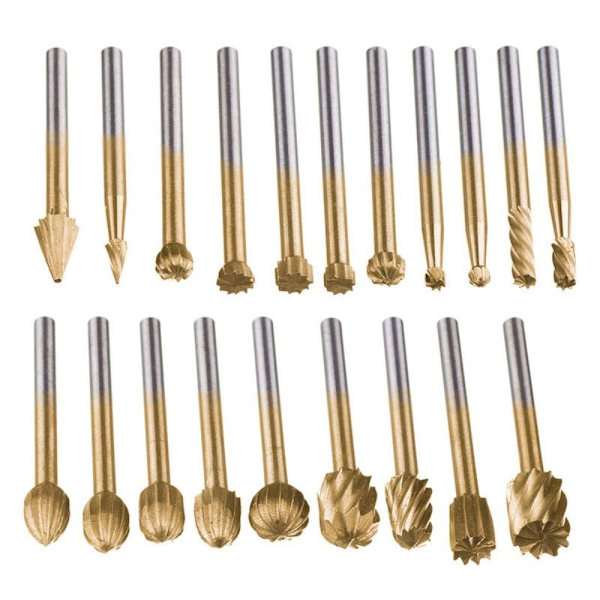 Drill Bits Sett Rotary Burr Tool GULL 20STK gold 20pcs