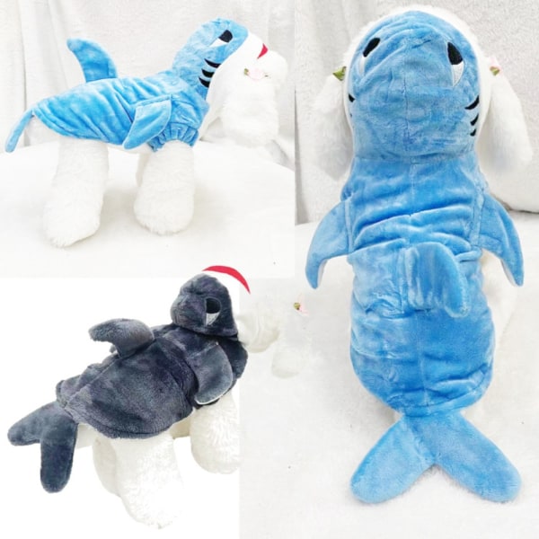 Stereoskopisk haj hundetøj hvalpe efterår/vinter kæledyr kostumer blue XS