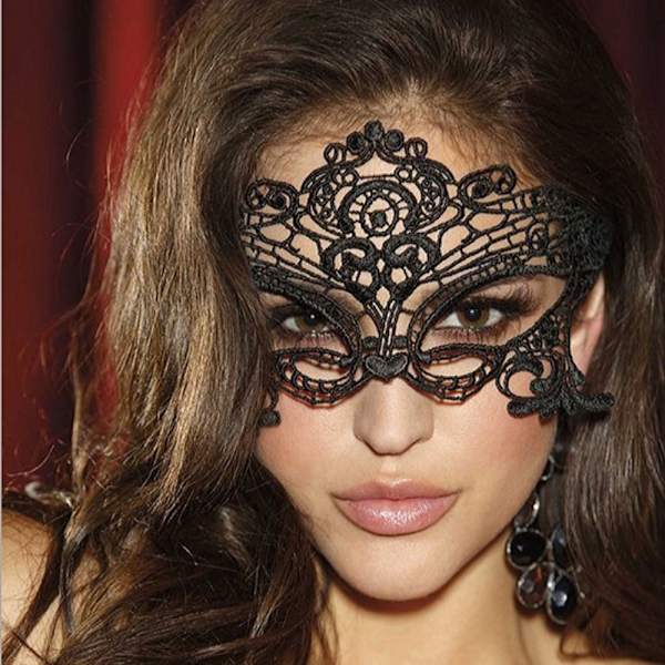 Halloween Spets ögonmasker Maskeradmasker VIT white