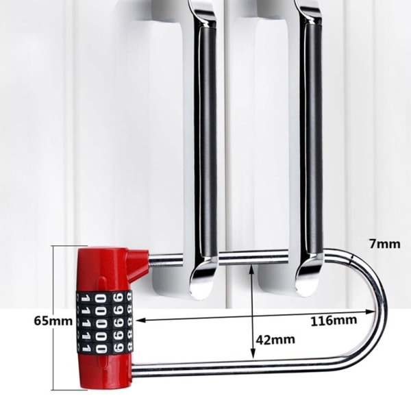 5-numeroinen yhdistelmälukko kuntosalin oven lukko PUNAINEN Red