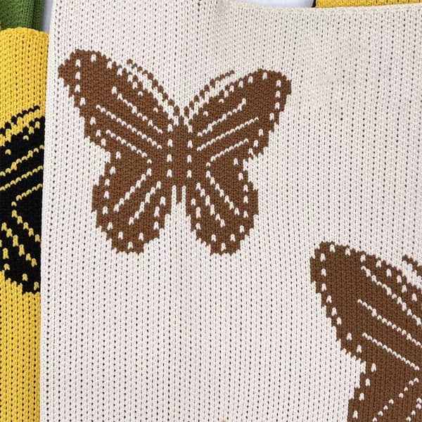Stickad Handväska Tygväska VIT white
