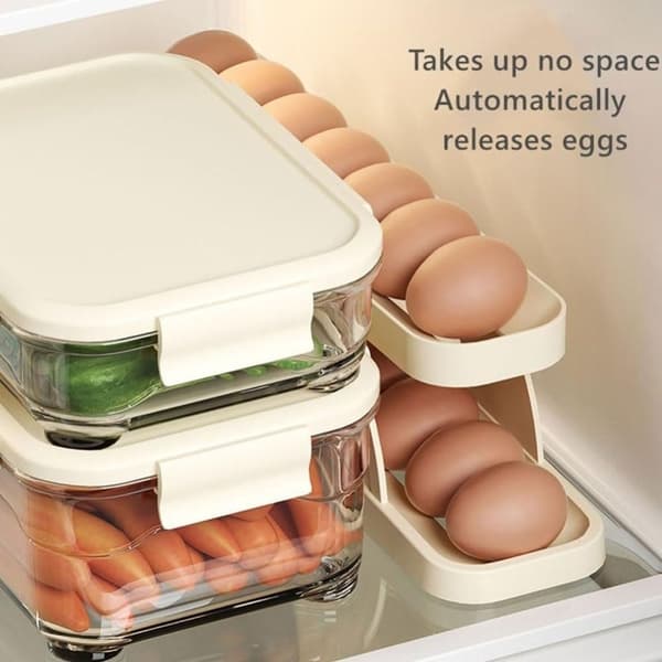 Kjøleskap Egg Dispenser Rulle Egg Rack Egg Oppbevaringsboks