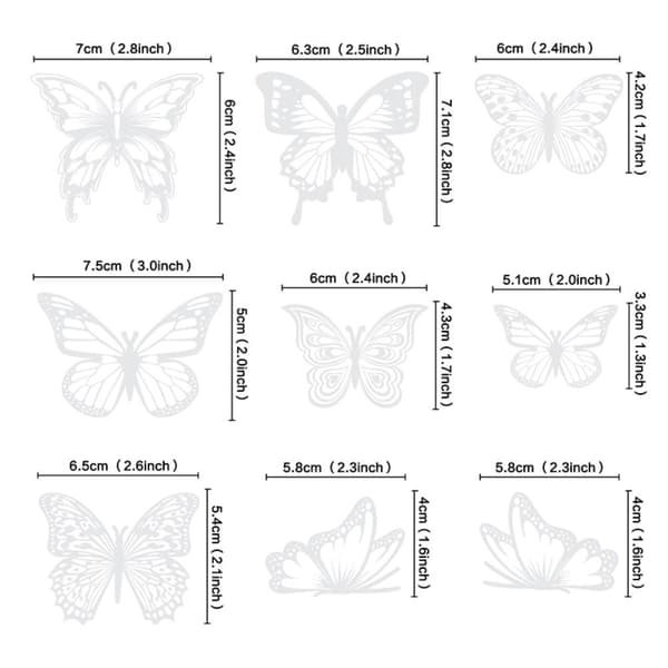 45 kpl 3D Butterfly Cupcake Decorations Butterfly Cake Multicolor