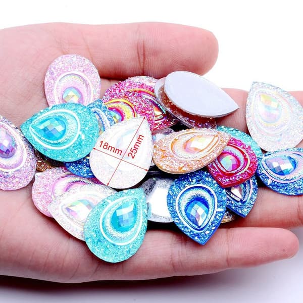 20g 18*25mm Glitter Vanndråpe Rhinestone Flatback Applique dark blue