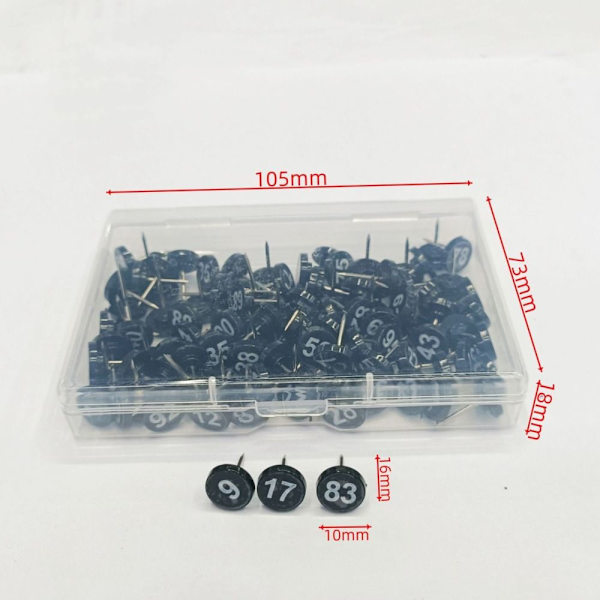 Sekventiella stift Numrerade tryckstift Tumstift