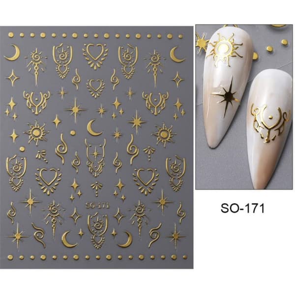 5 kpl / set Nail Sticker Slider Decals SILVER SILVER Silver