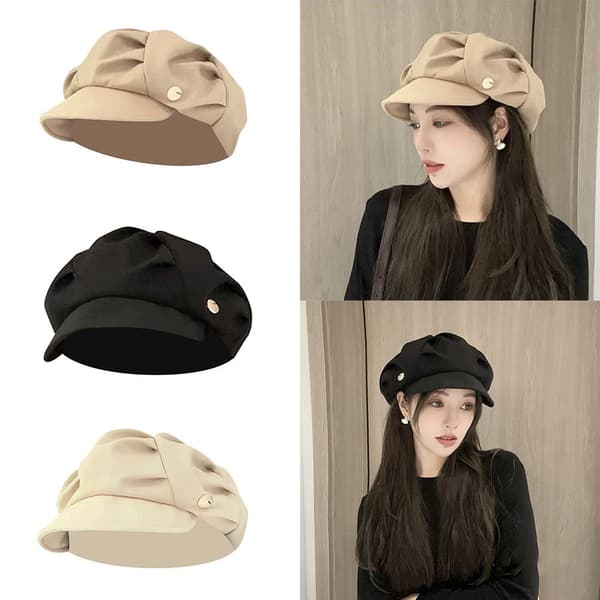 Octagonal Hat Newsboy Hatte BEIGE Beige