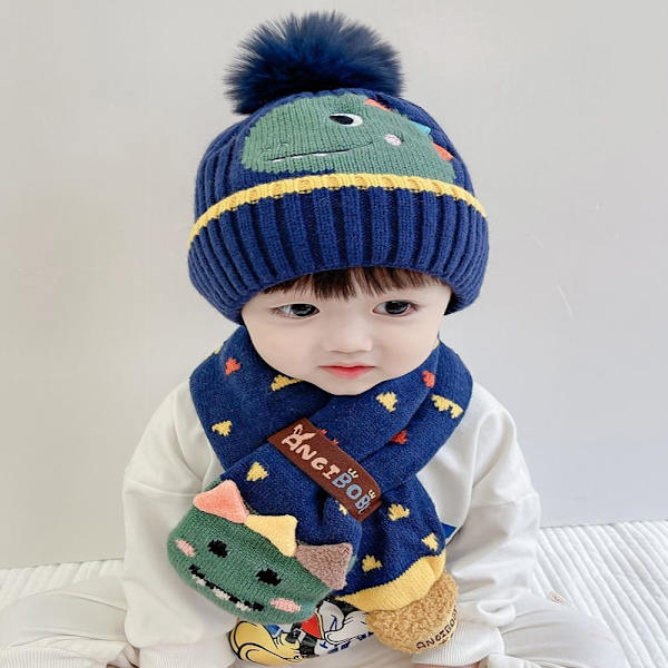 Uusi söpö sarjakuva baby huivisetti set lämmin turkispallo 01