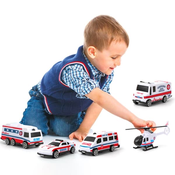 5 stk/sæt Mini inertial billegetøjsbil Model 5STK/SET BRANDMOTOR 5pcs/set fire engine