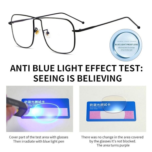 Anti-Blue Light Glasses Neliömäiset silmälasit HOPEAA Silver