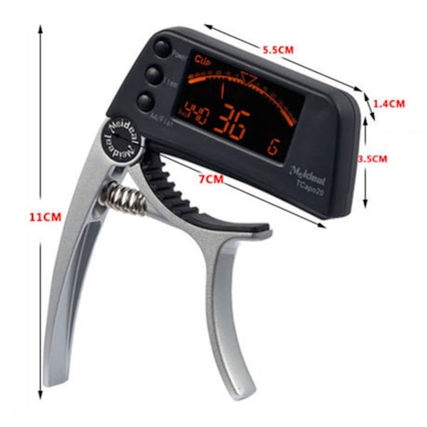 Guitar Tuner Clamp Key Trigger til akustisk SORT black