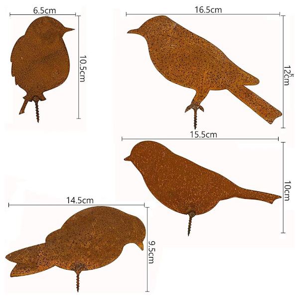 Rusty Metal Birds Bird Figurine 2 2 2