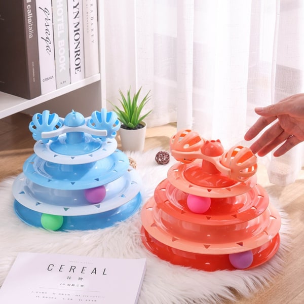 Pet fyrlagers skivspelare med Ball Cat Fun Toy GRÖN Green